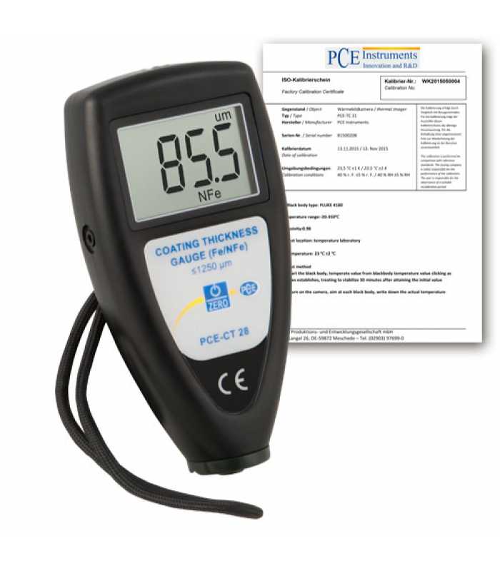 PCE Instruments PCE-CT 28-ICA [PCE-CT 28-ICA] Ultrasonic Coating Thickness Gauge w/ ISO Calibration Certificate